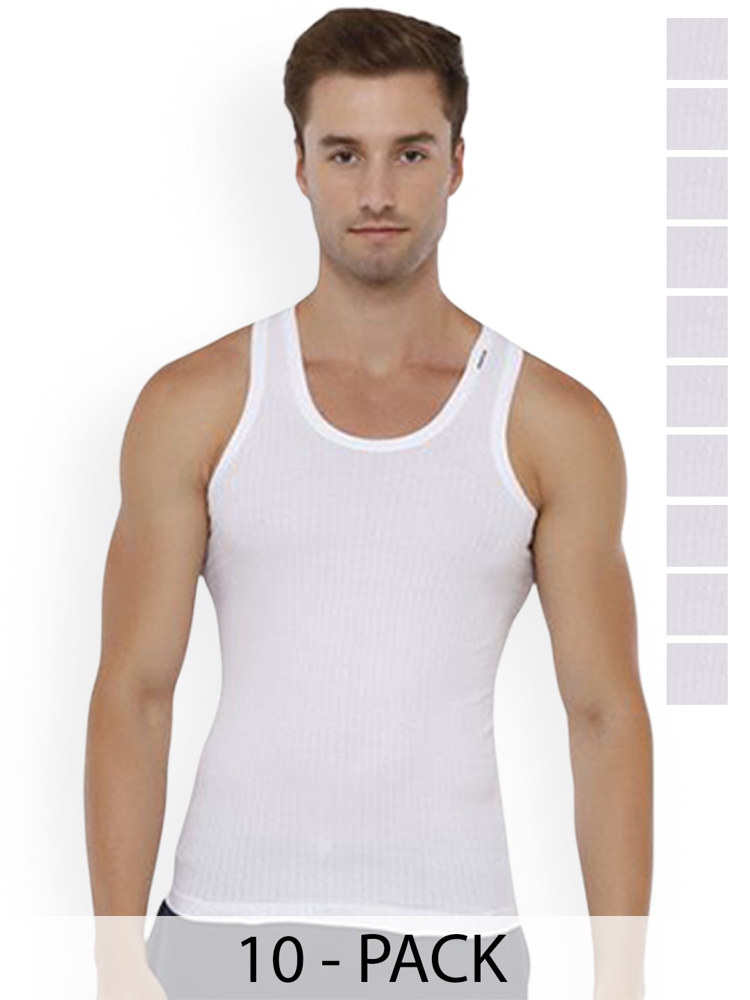 

Rupa Pack Of 10 Pure Cotton Innerwear Vests Frontline-Xing-Whit-RN-10-85, White