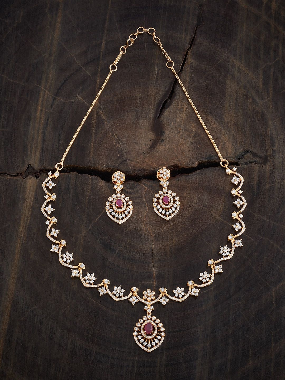 

Kushal's Fashion Jewellery Ruby Gold-Plated Party Zircon Necklace