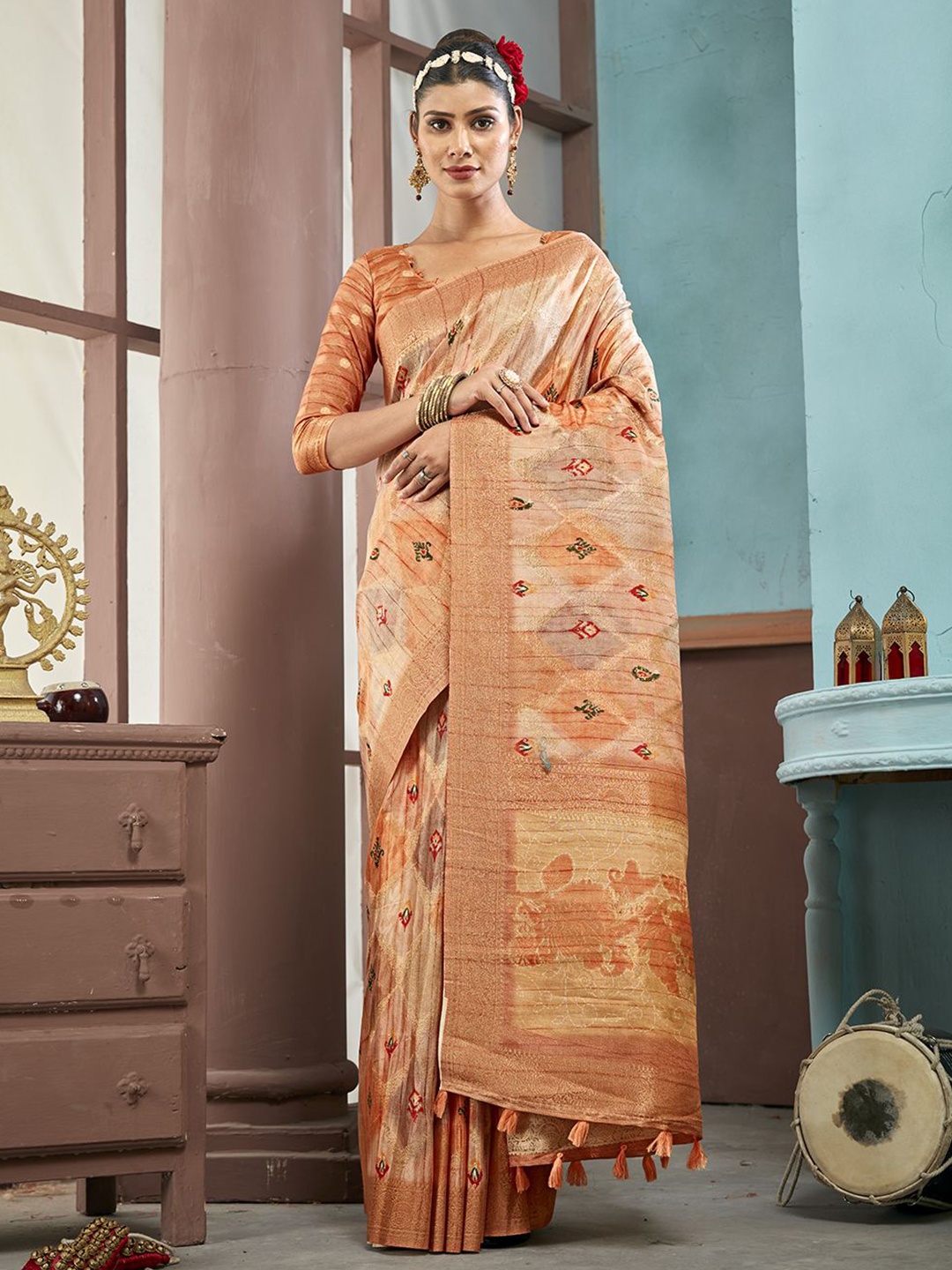 

Panchaamrit Woven Design Zari Banarasi Saree, Brown