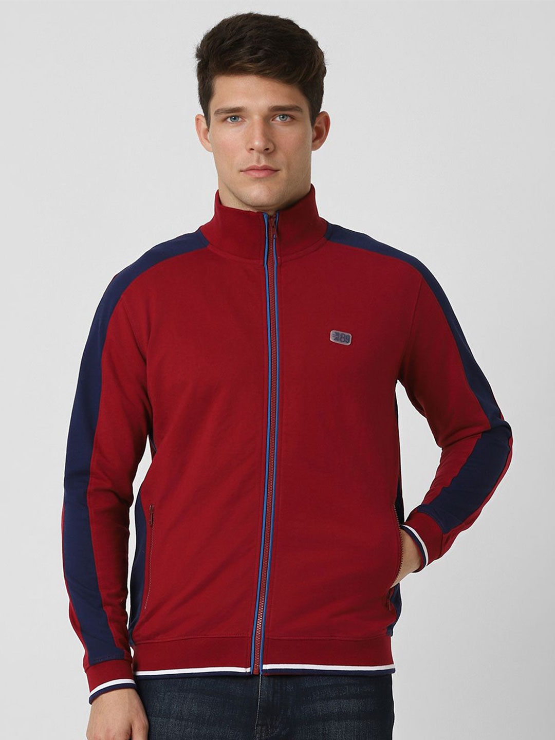 

Peter England Casuals Men Colourblocked Sweatshirt, Red