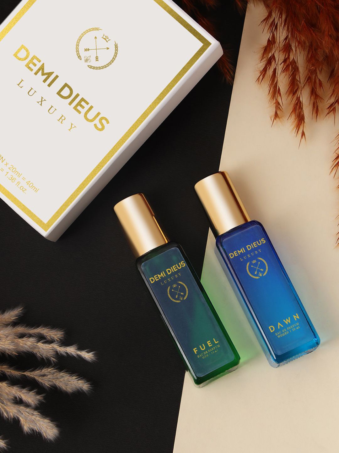 

DEMI DIEUS Set Of 2 Dawn & Fuel Long Lasting Eau De Parfum - 20 ml Each, Transparent