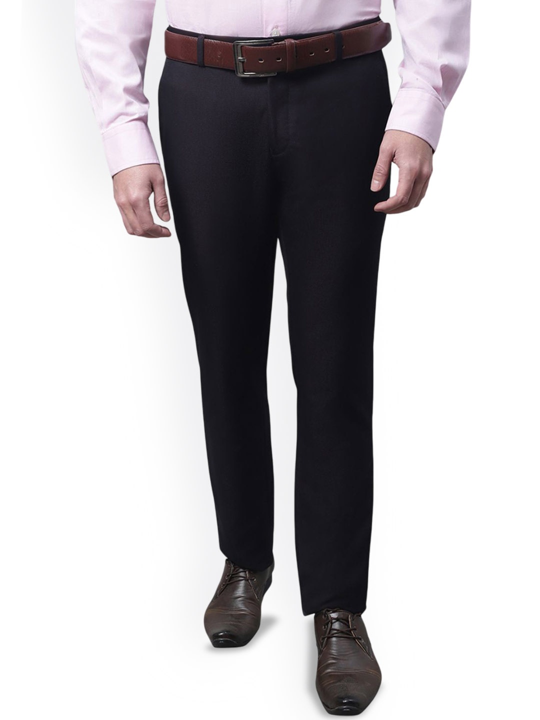 

Cantabil Men Slim Fit Mid-Rise Formal Trousers, Black