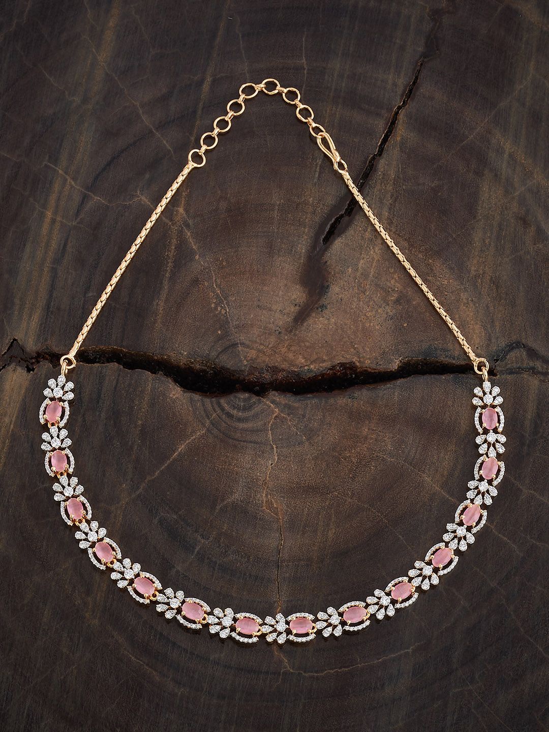 

Kushal's Fashion Jewellery Rhodium Gold-Plated Party Zircon Necklace