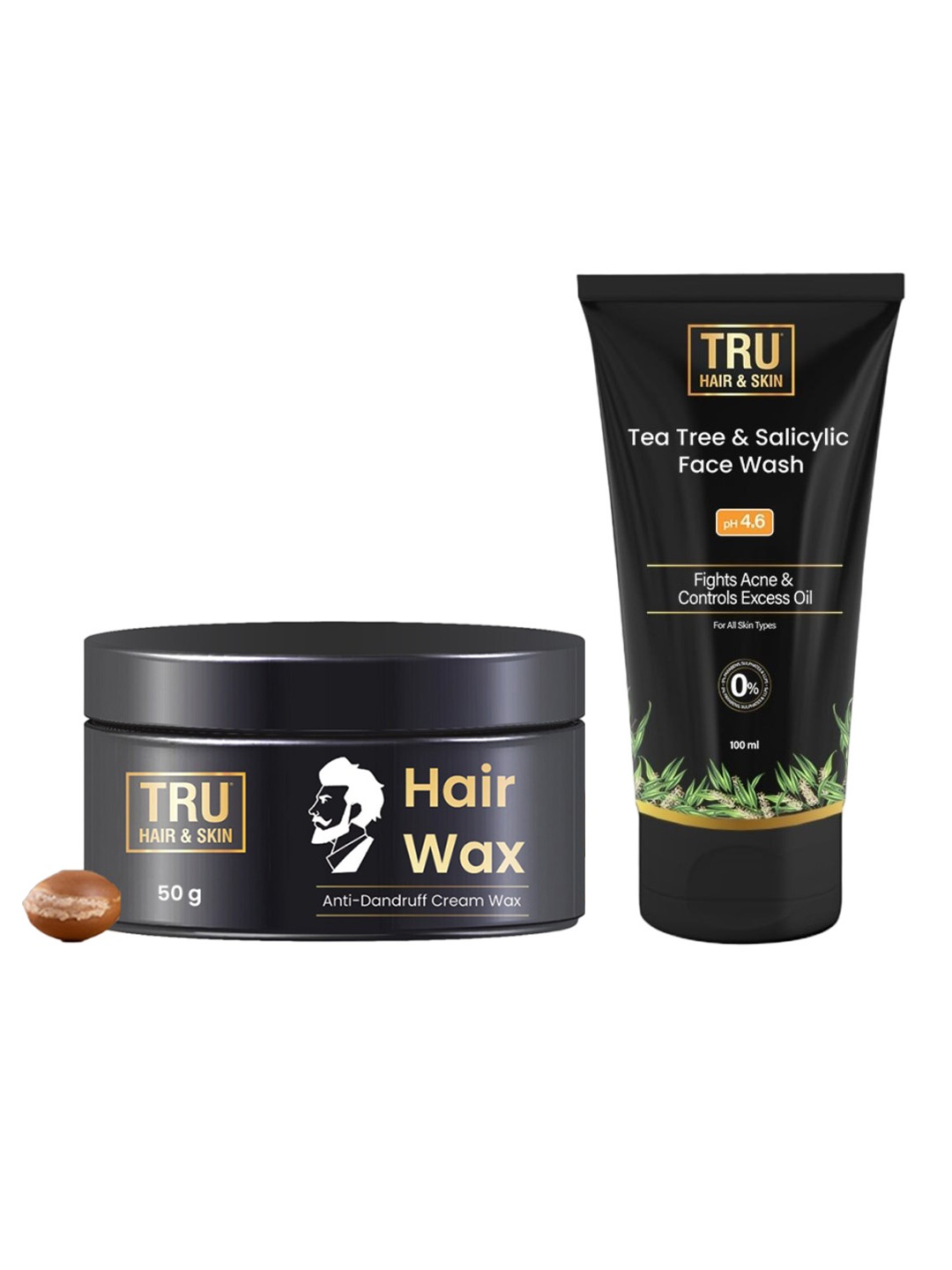 

TRU HAIR Set of Anti-Dandruff Cream Wax - 50g & Tea Tree Face Wash - 100ml, Black