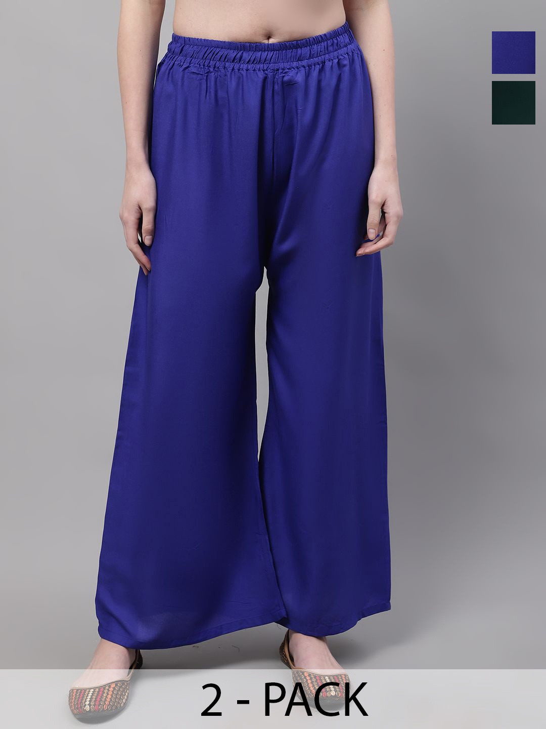 

Valles365 by S.C. Women Pack of 2 Flared Ethnic Palazzos, Blue