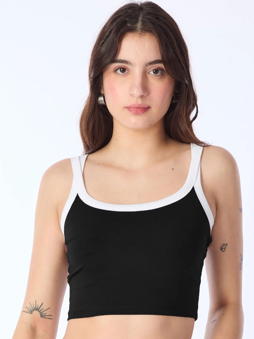 

Moda Rapido Women Round Neck Fitted Crop Top, Black
