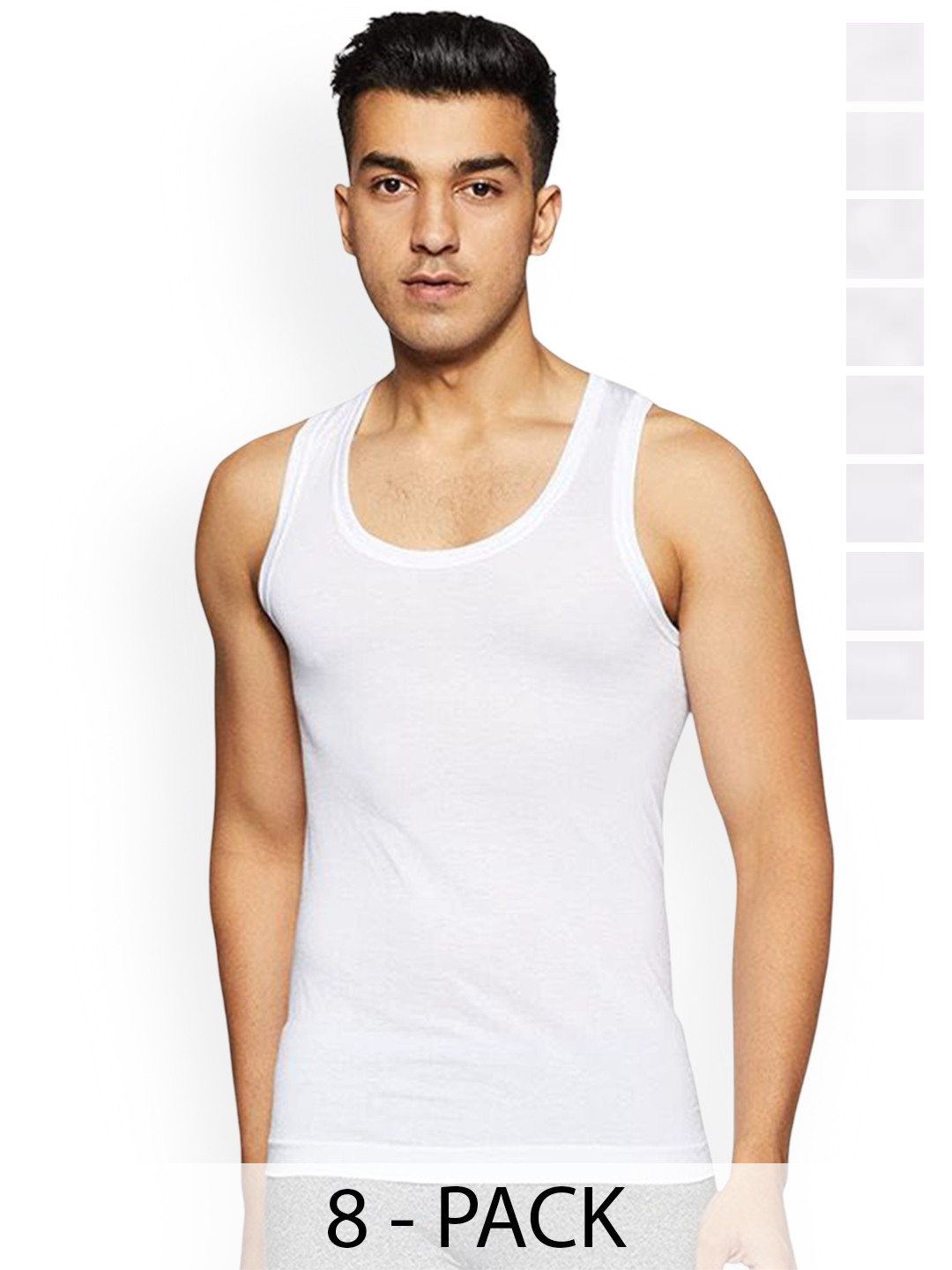

Rupa Pack Of 8 Pure Cotton Undershirt Vests Frontline-Air-Whit-RN-8-75, White