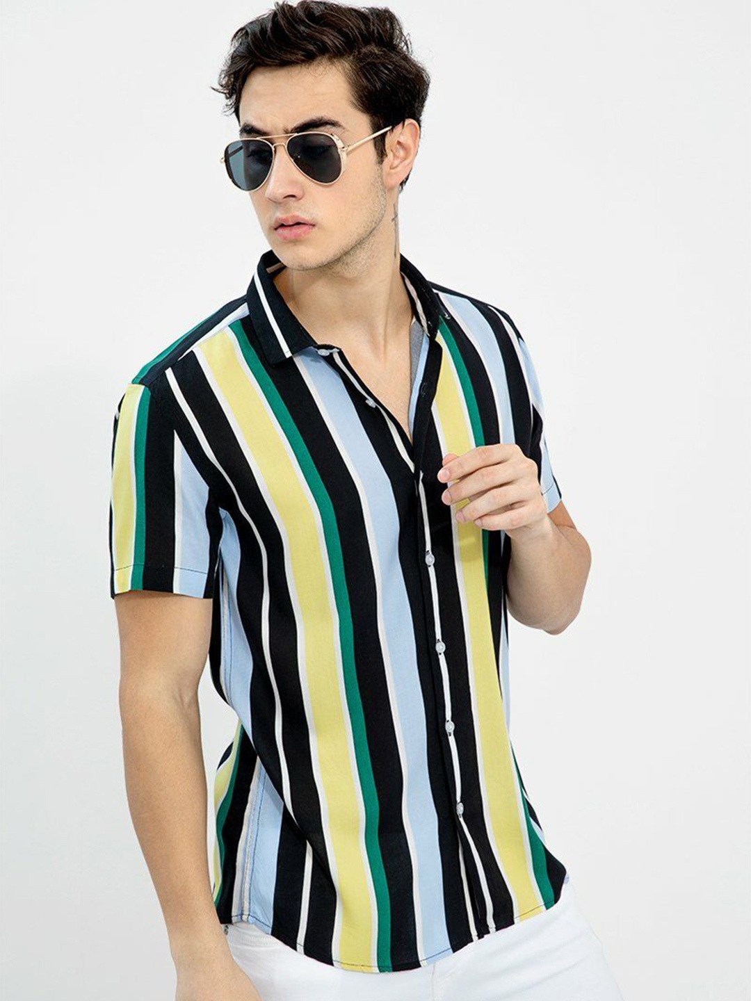 

iCome Men Multi Stripes Opaque Striped Casual Shirt