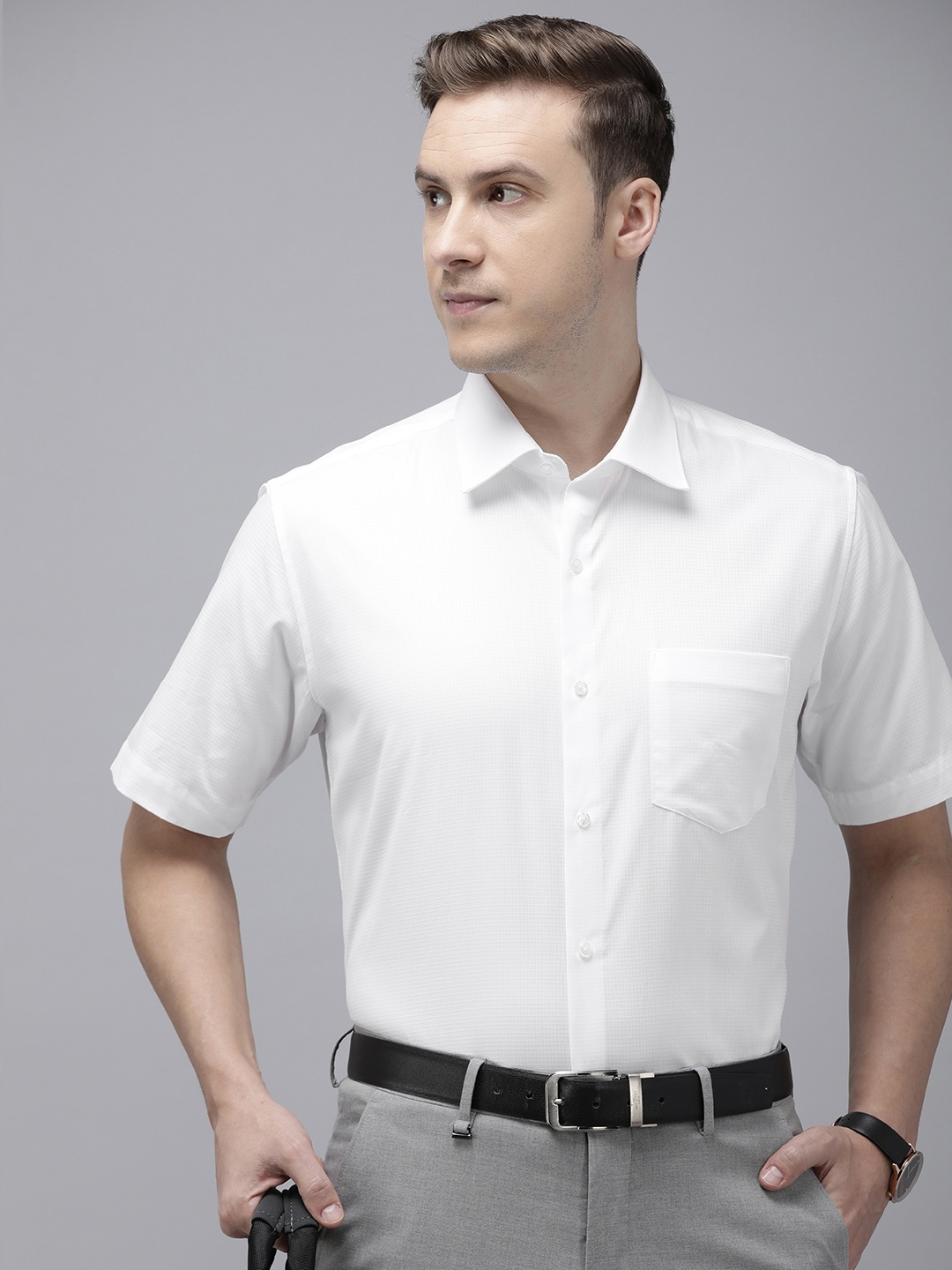 

Van Heusen Men Micro Checks Opaque Formal Shirt, White