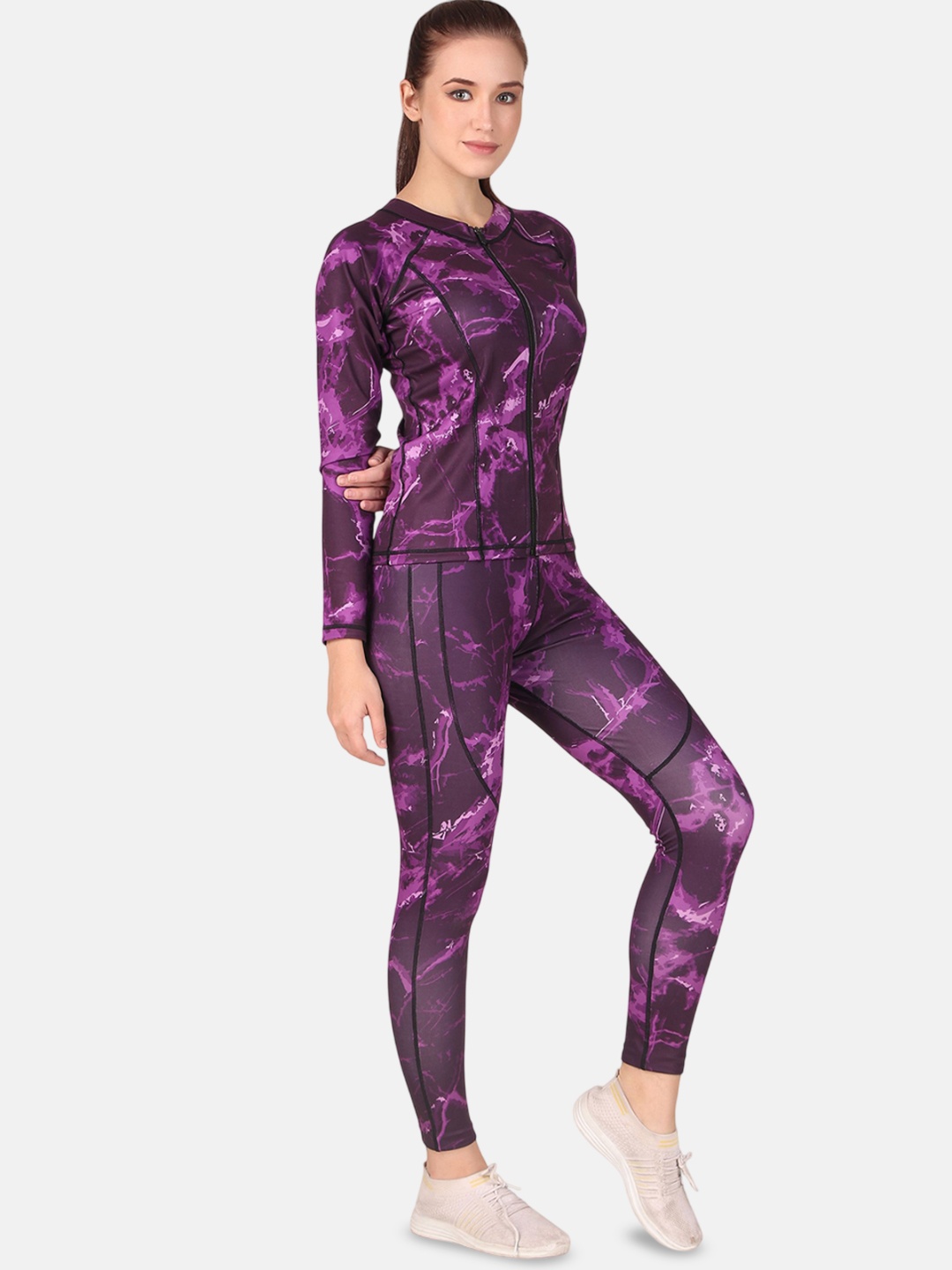 

BENZOS Women Printed Mid-Rise Tracksuits, Purple