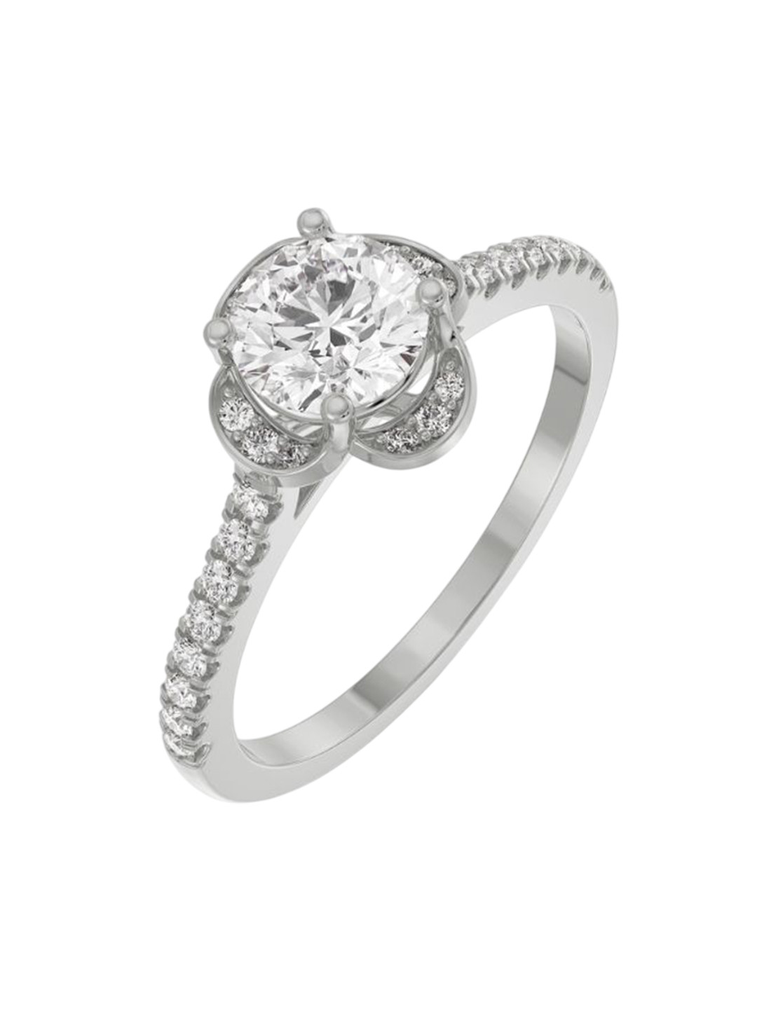 

Emori 18 Kt Victorian Halo Diamond Ring-0.64 CT, Silver