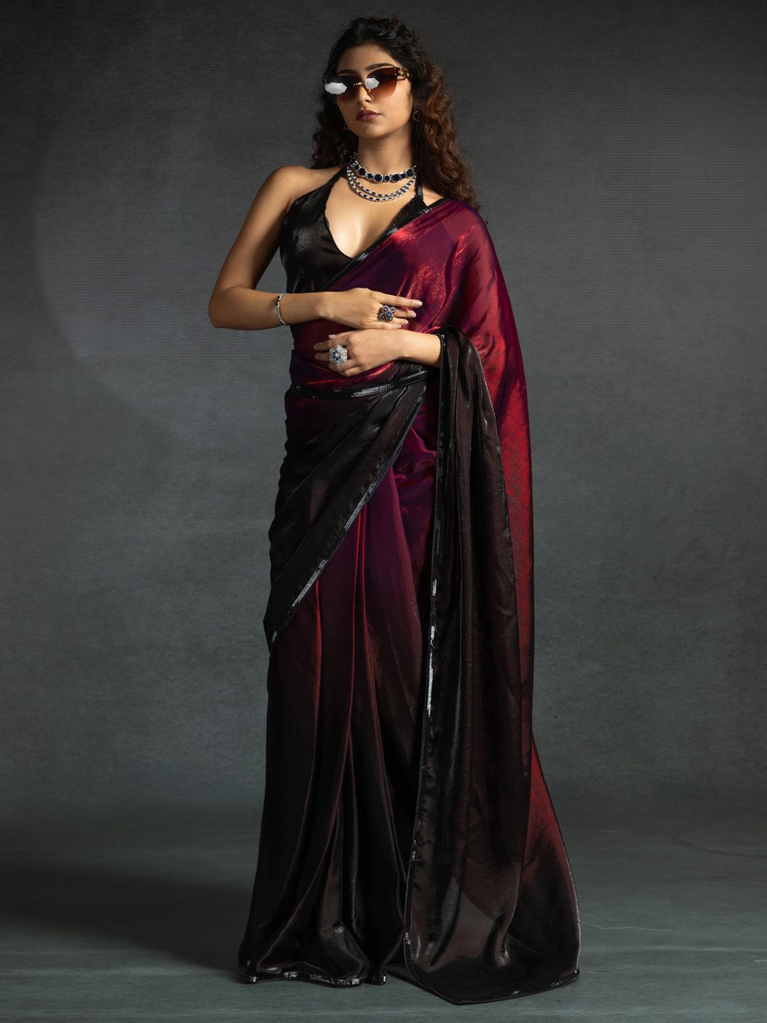 

Saree mall Satin Ready to Wear Sarees, Maroon