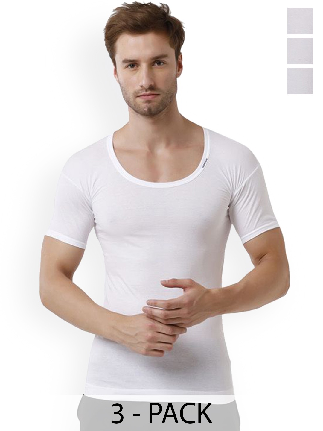 

Rupa Pack Of 3 Pure Cotton Innerwear Vests Frontline-White-Vest-RNS-3-105