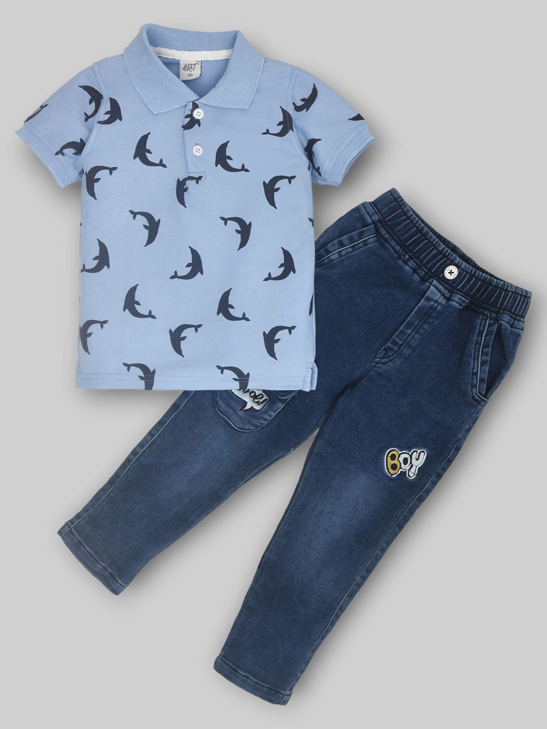 

BAESD Boys Printed T-shirt with Trousers, Blue