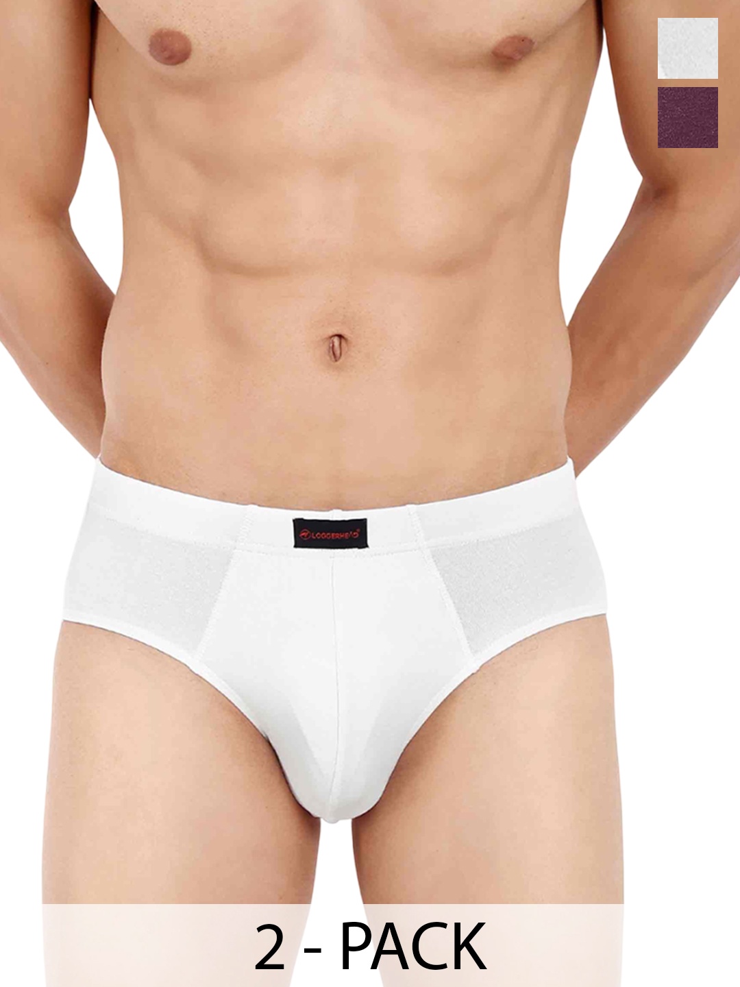 

LOGGERHEAD Men Pack Of 2 Mid-Rise Basic Briefs, White