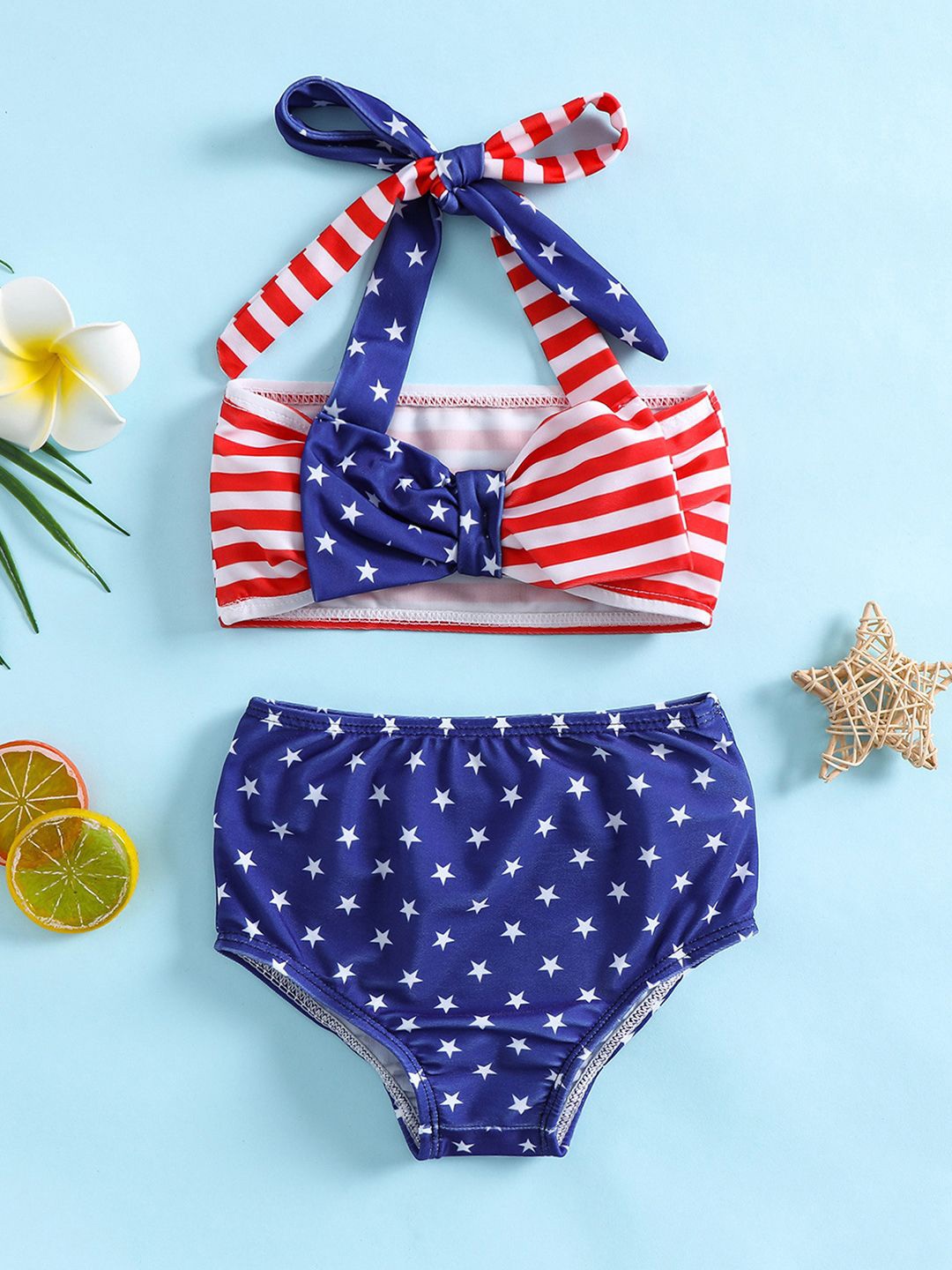

YK Infant Girls Printed Top & Briefs Swim Set, Blue