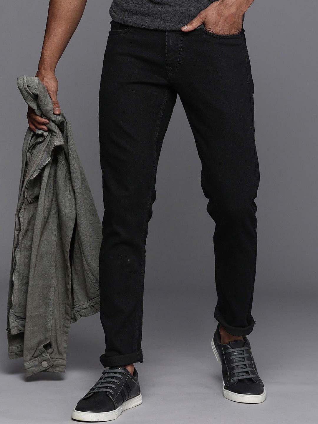 

INDIROCKS Men Regular Fit Clean Look Stretchable Jean, Black