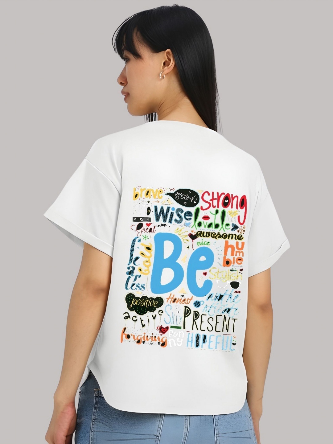 

Moda Rapido Women Graphic Printed Round Neck Cotton Relaxed Fit T-shirt, White