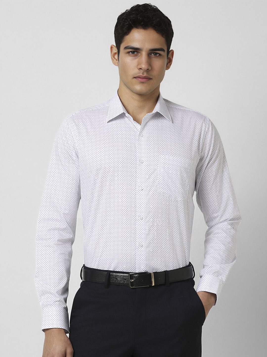 

Van Heusen Men Slim Fit Spread Collar Abstract Printed Cotton Casual Shirt, White