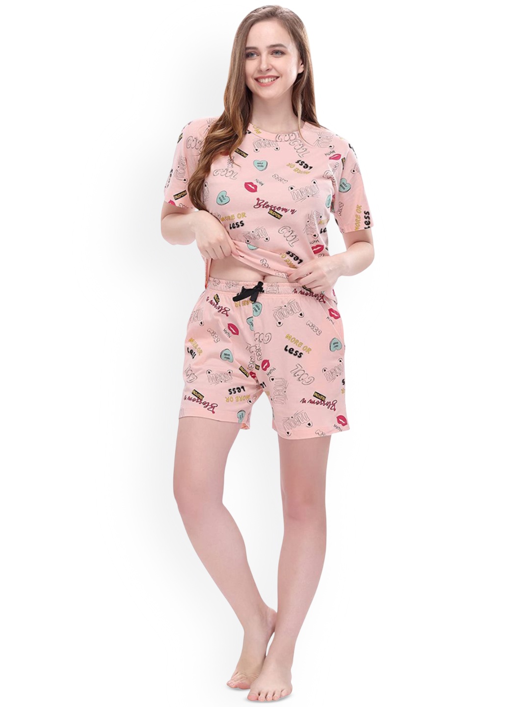 

Beera Women Printed Night suit, Pink