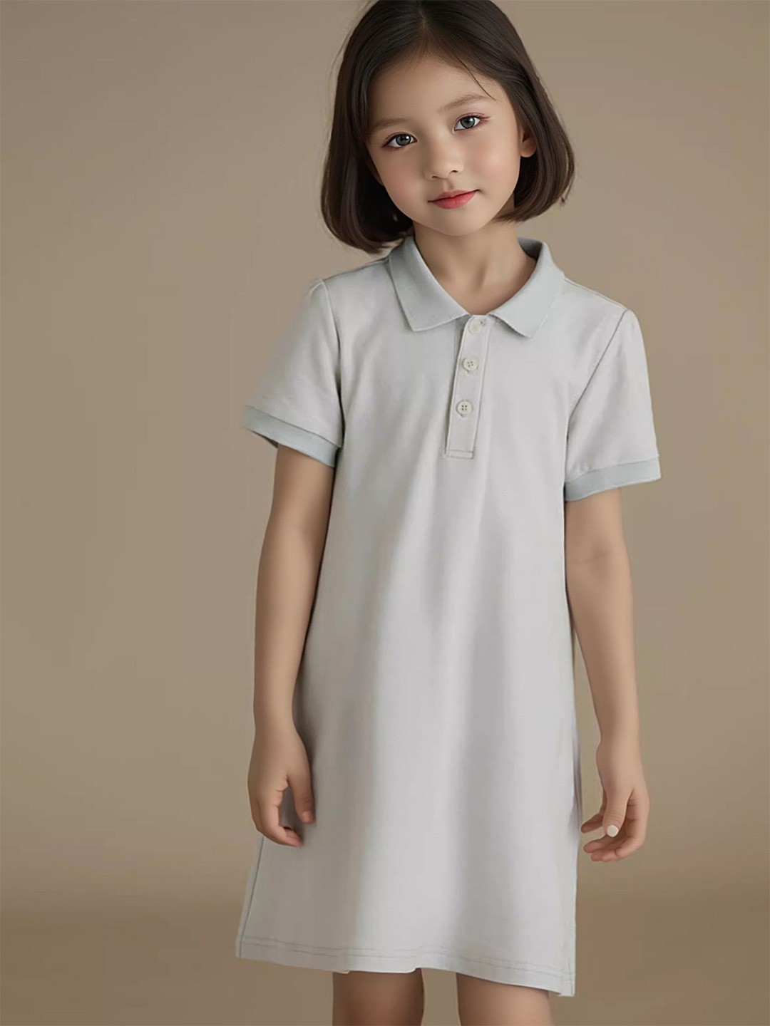 

LULU & SKY Girl Polo Collar T-Shirt Dress, Grey