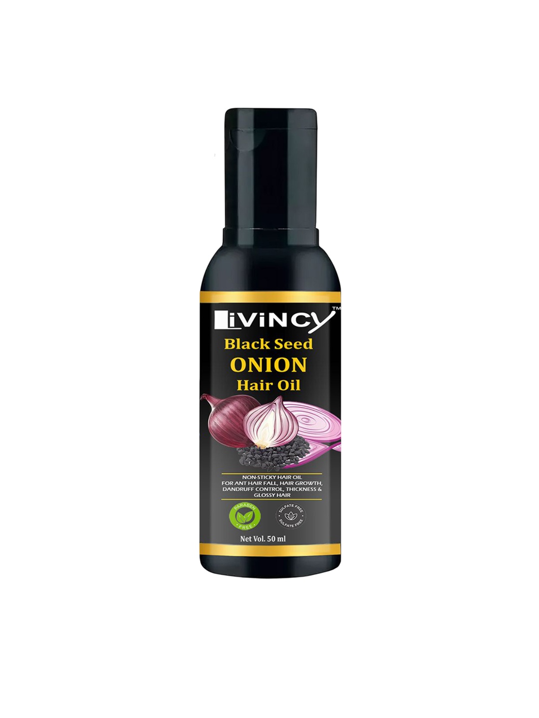 

LIVINCY Black Seed Onion Hair Oil With Comb- 50 ml, Transparent