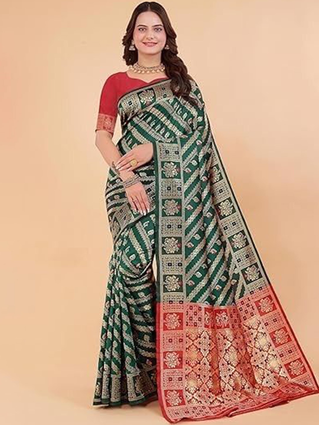 

Suratwala Woven Design Kota Saree With Blouse, Green