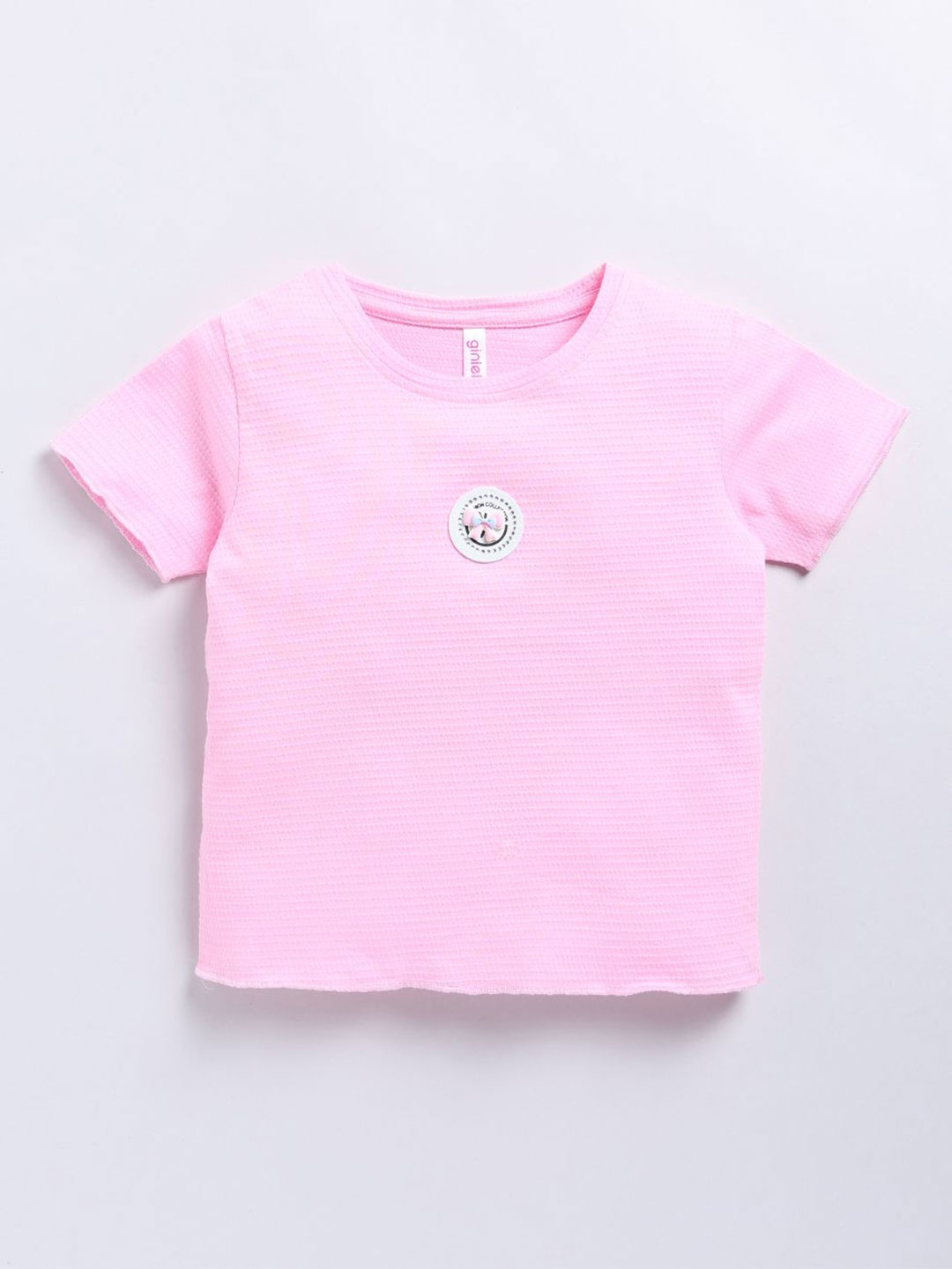 

Ginie Girls Solid Round Neck Cotton Top, Pink
