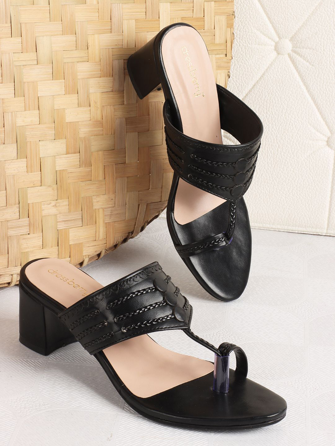 

DressBerry Block Sandals, Black