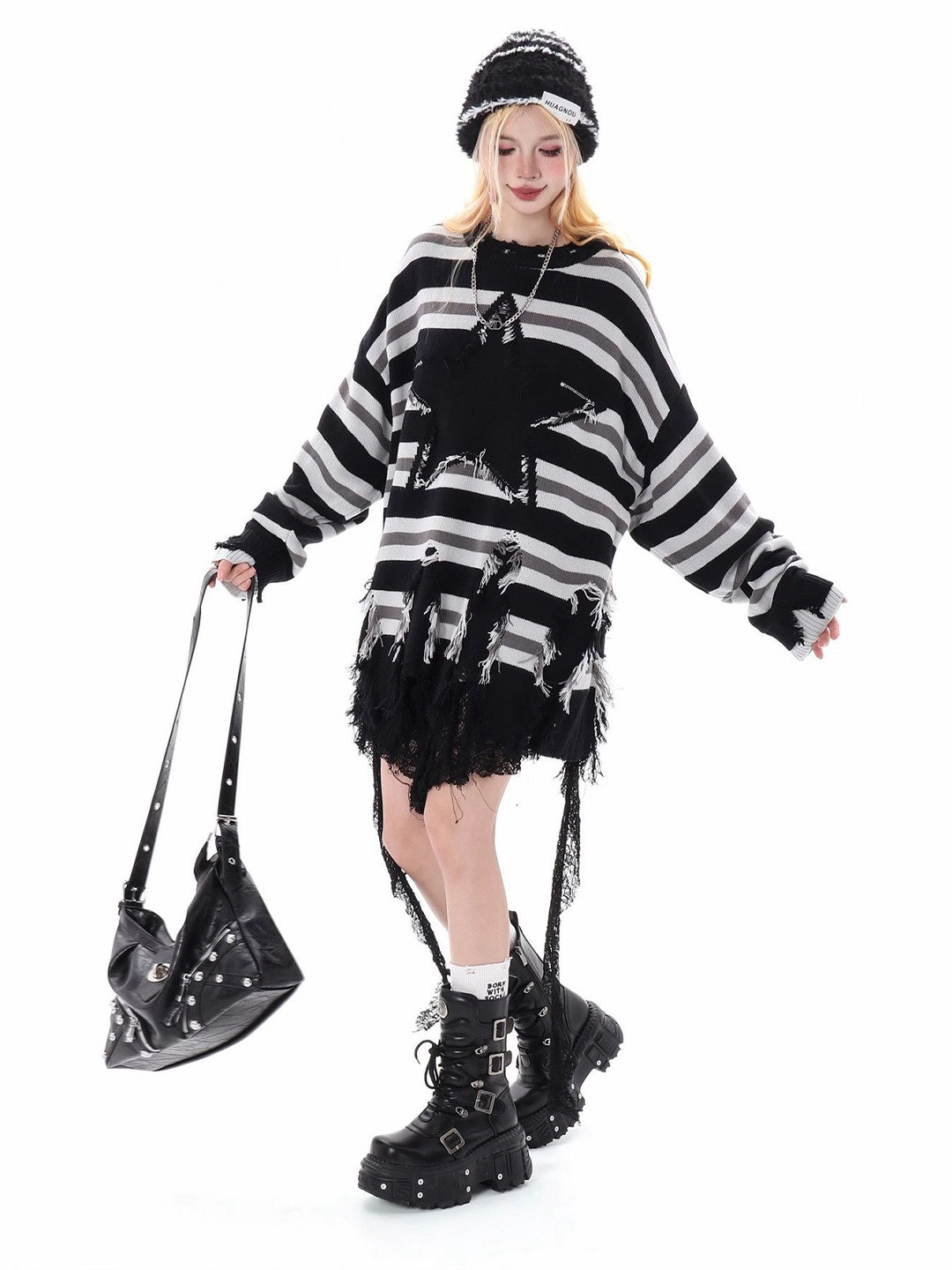 

DressBerry Men Striped Pullover, Black