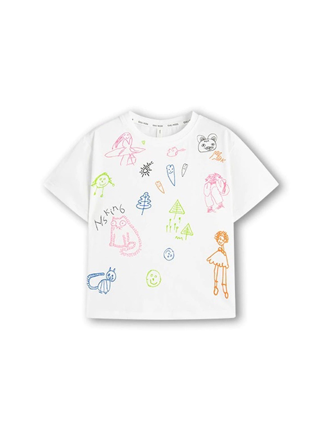 

LULU & SKY Girls Graphic Printed Round Neck Cotton T-shirt, White