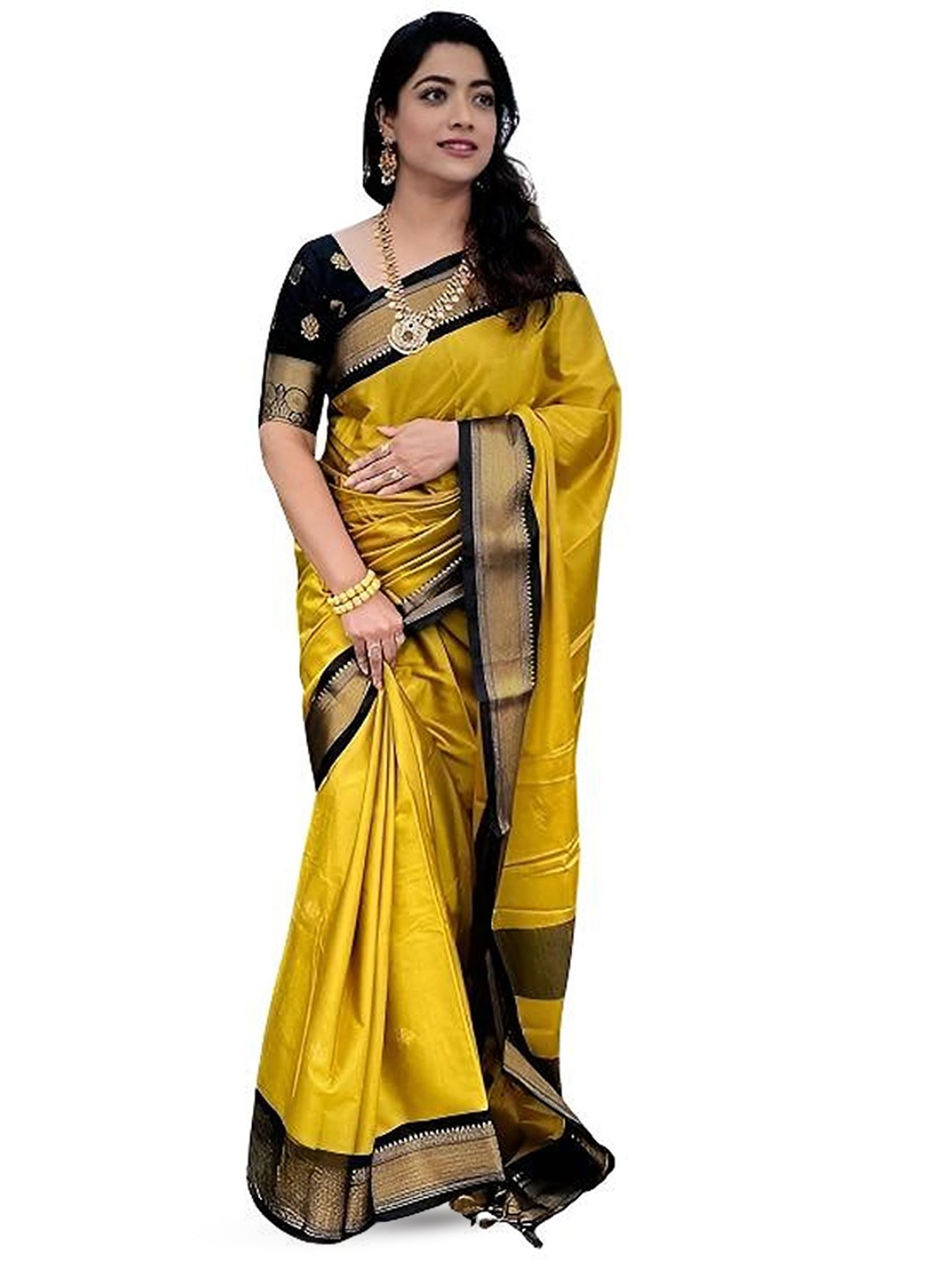 

HMP Fashion Woven Design Zari Paithani Saree, Yellow