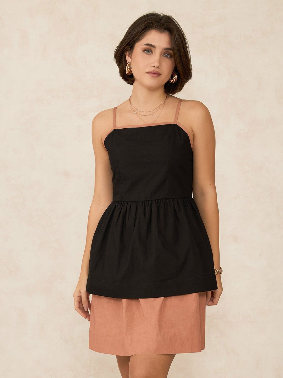 

Virgio Eliya Colour Blocked Layered Dress, Black