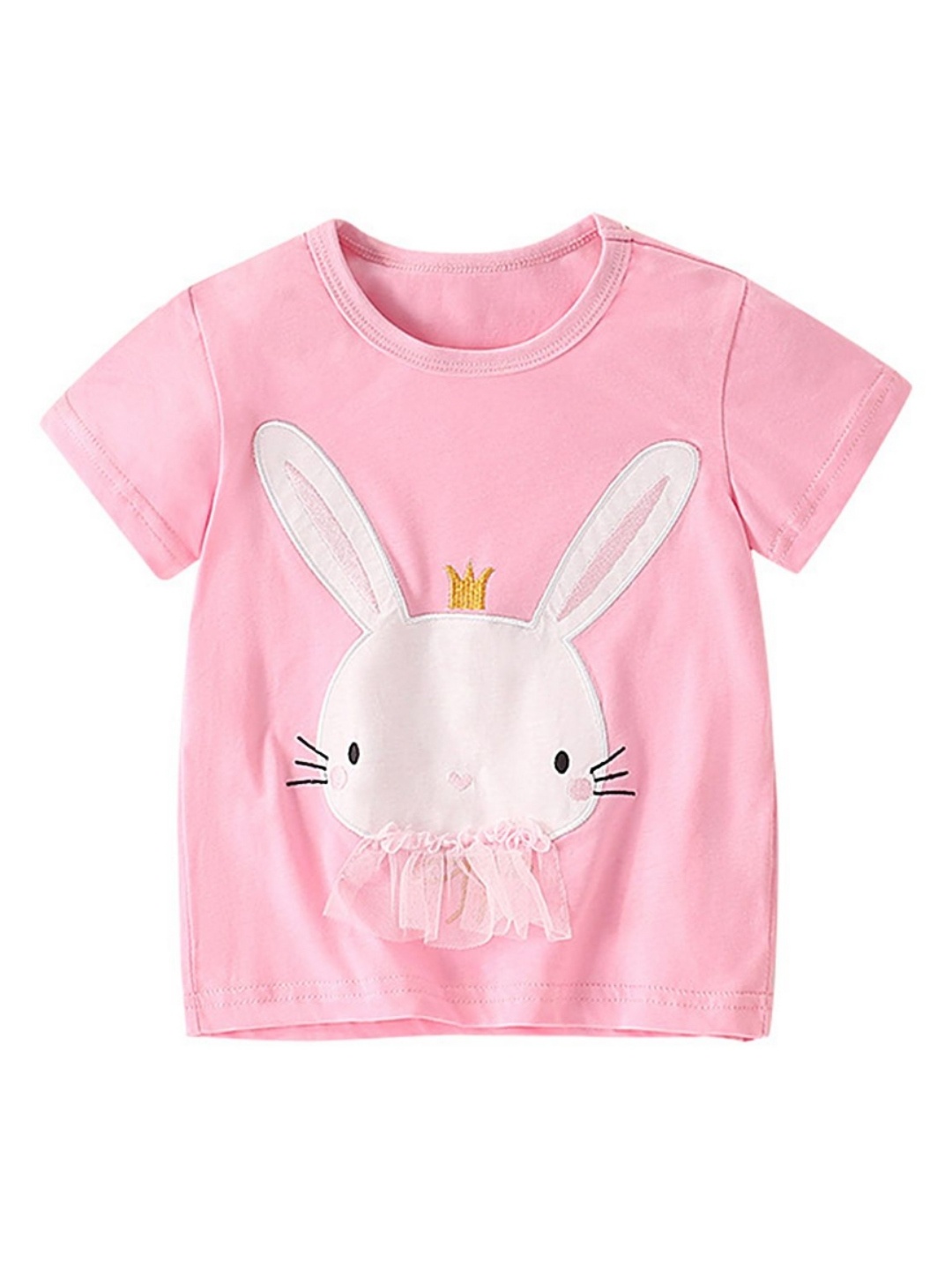 

LULU & SKY Girls Graphic Printed Round Neck Cotton T-shirt, Pink