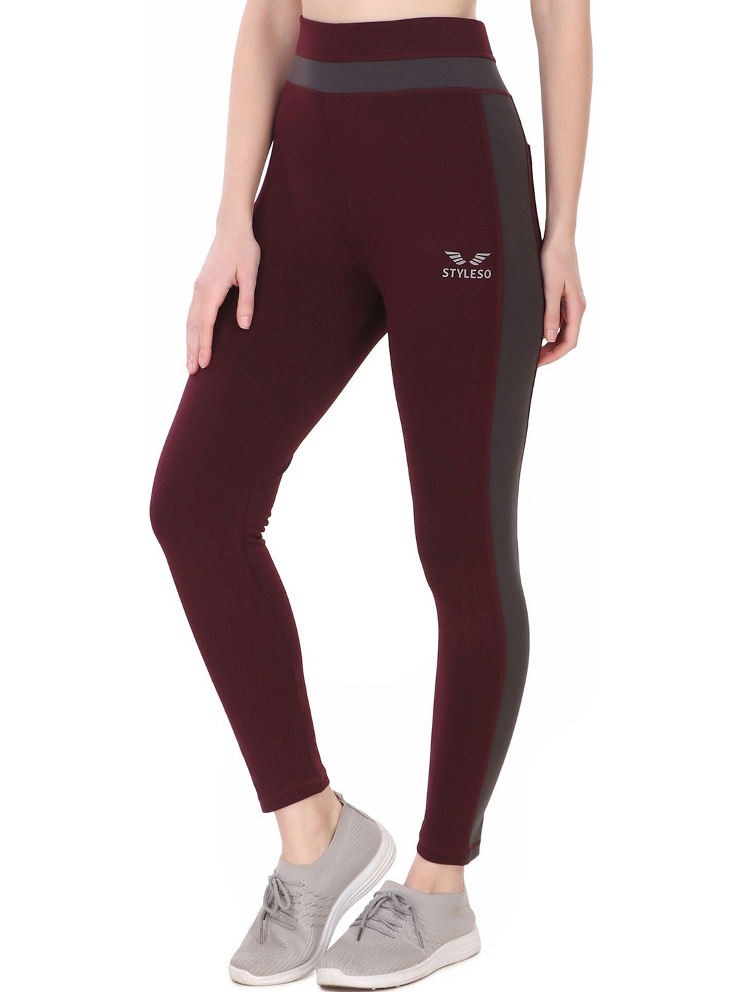 

STYLESO Women Colourblocked Slim Fit Slip-On Jeggings, Red