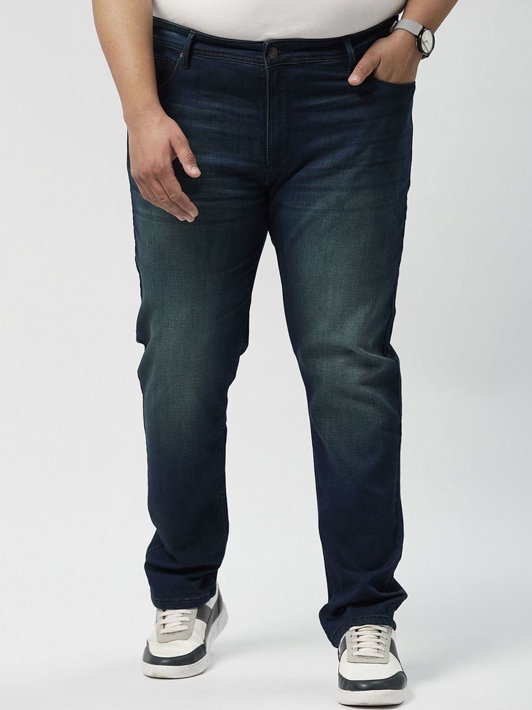 

Big Hello - The Plus Life Men Light Fade Jeans, Navy blue