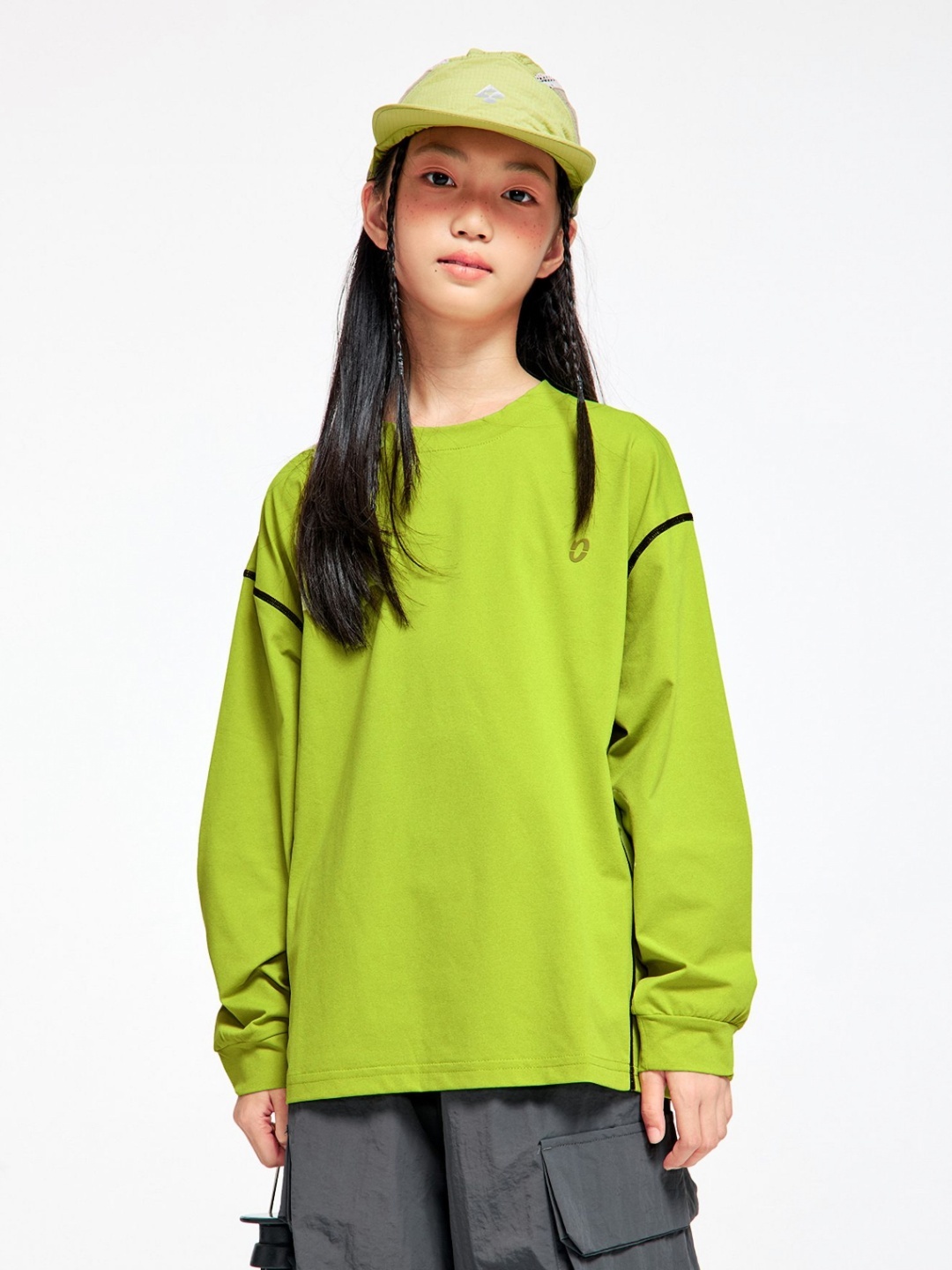 

LULU & SKY Girls Solid Round Neck Relaxed Fit T-shirt, Green