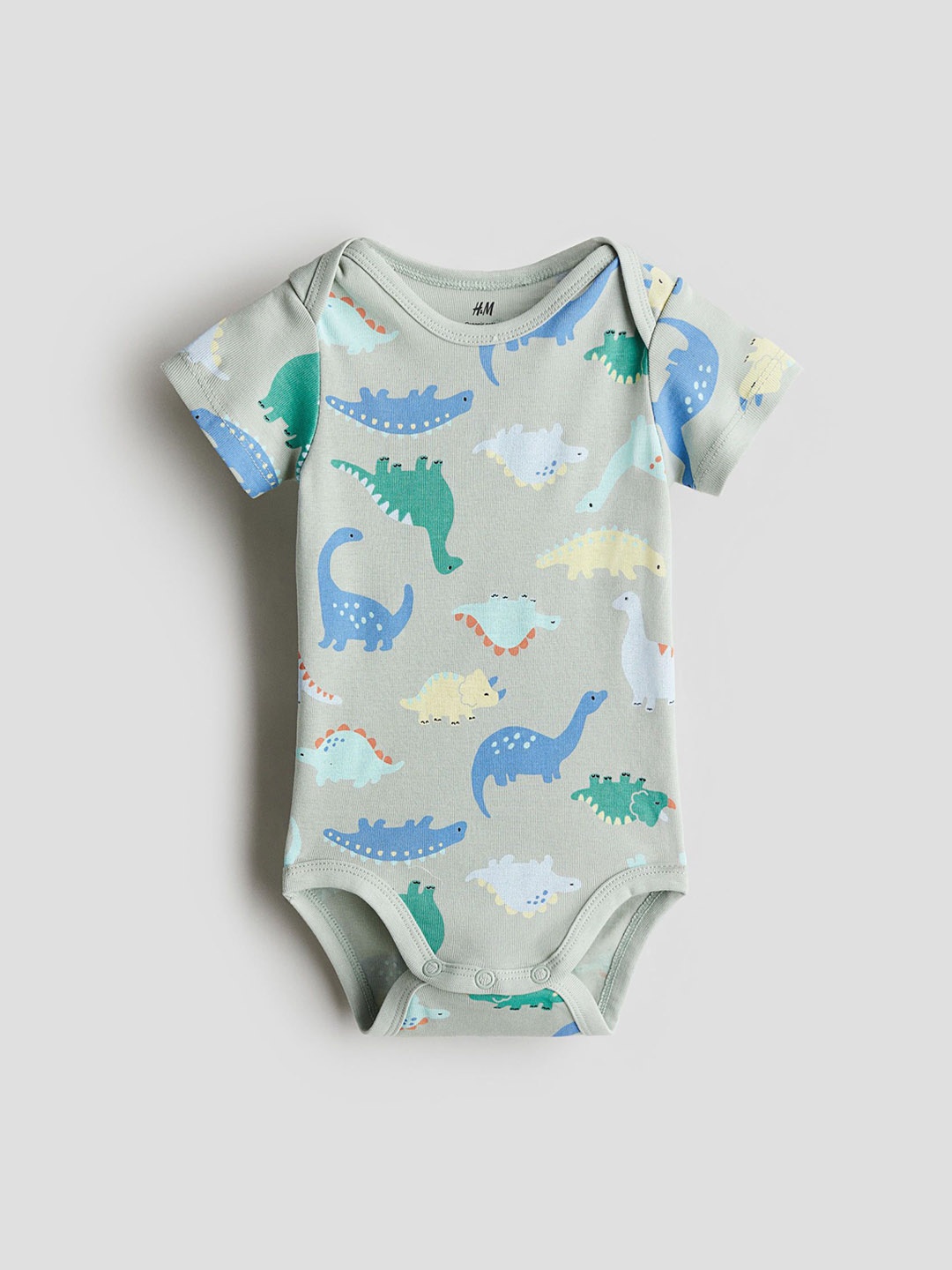 

H&M Printed Envelope-Neck Bodysuit, Green