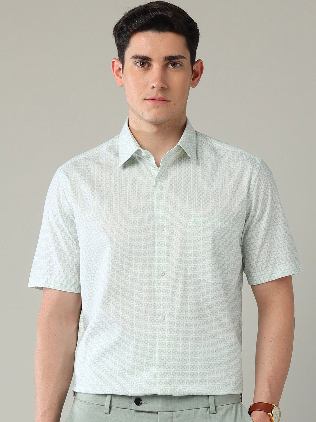 

Arrow Men Classic Fit Spread Collar Graphic Printed Cotton Casual Shirt, White