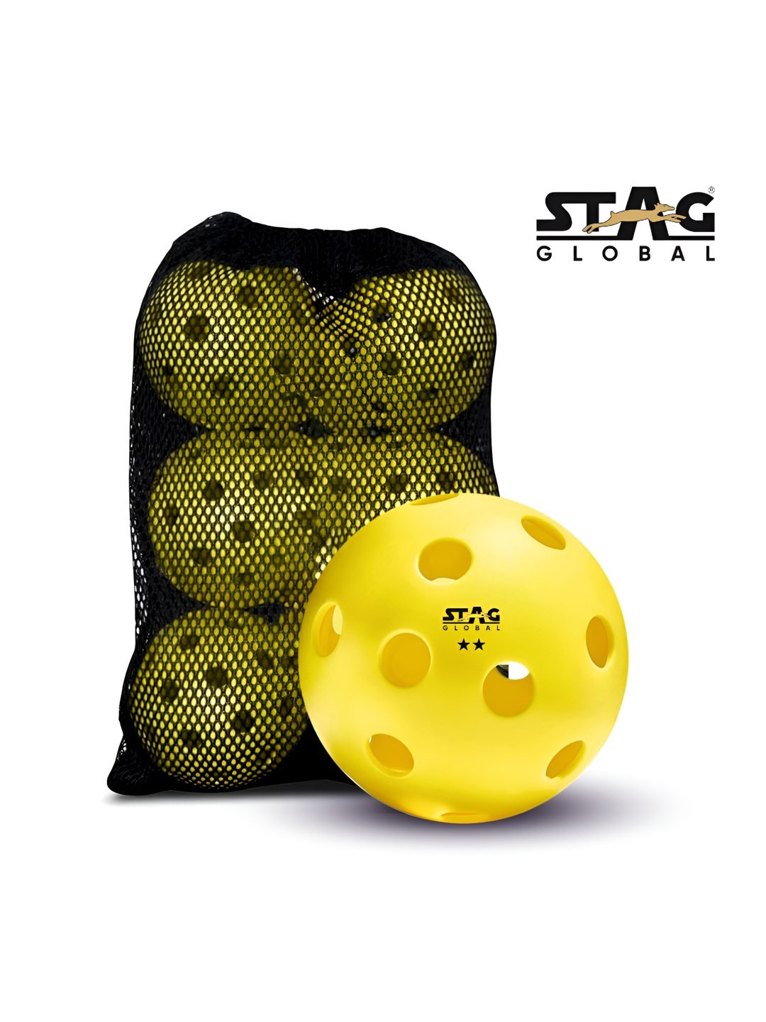 

STAG GLOBAL 6Pcs Printed Smooth Outdoor Pickle Balls, Yellow