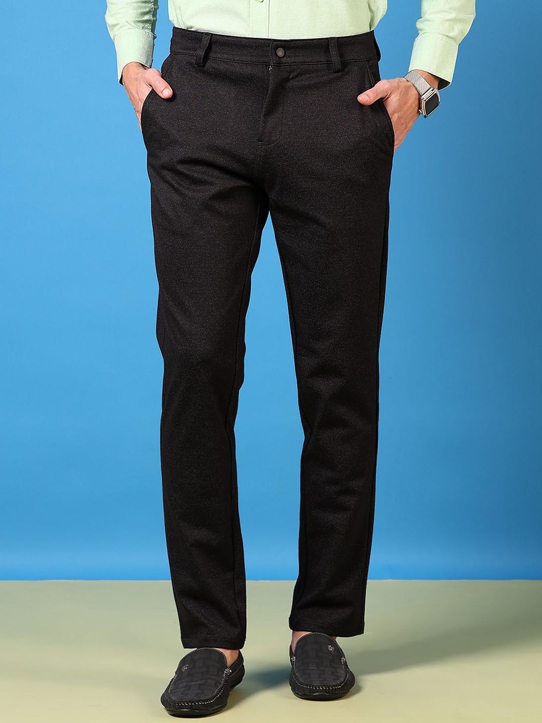 

V-Mart Men Mid-Rise Formal Trousers, Black
