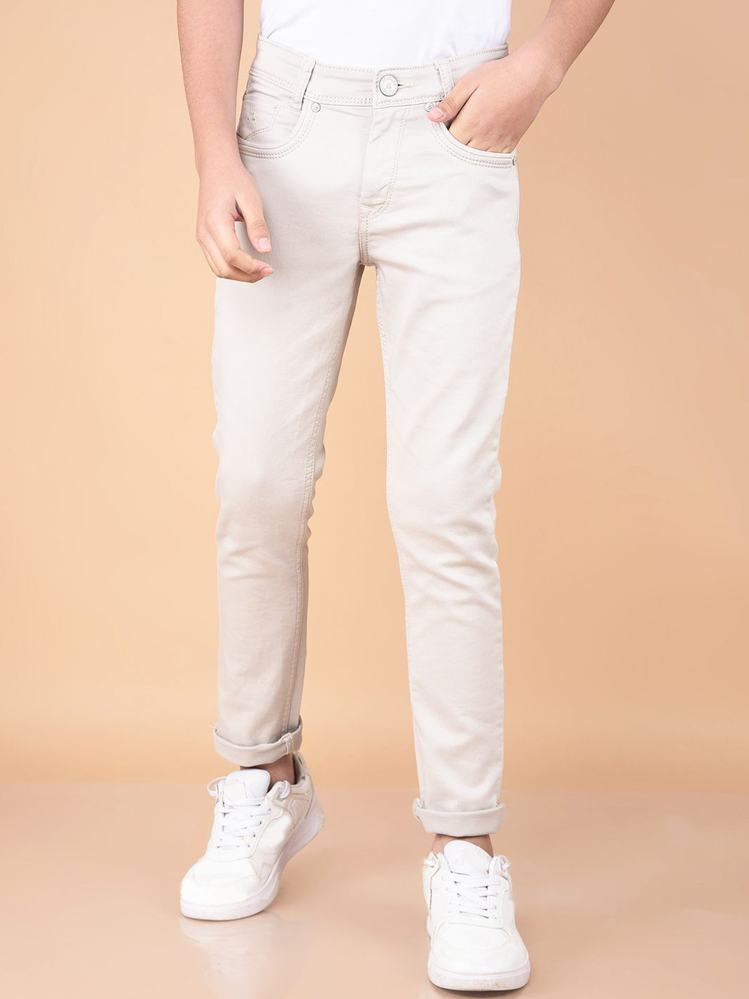 

Crimsoune Club Boys Slim Fit Stretchable Jeans, Grey