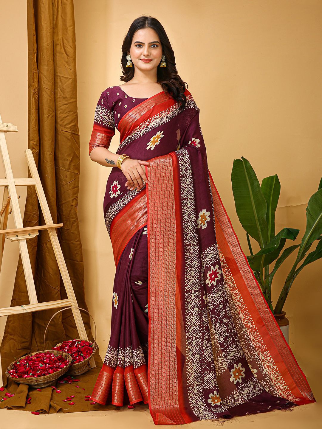 

LeeliPeeri Designer Bandhani Designer Saree, Purple