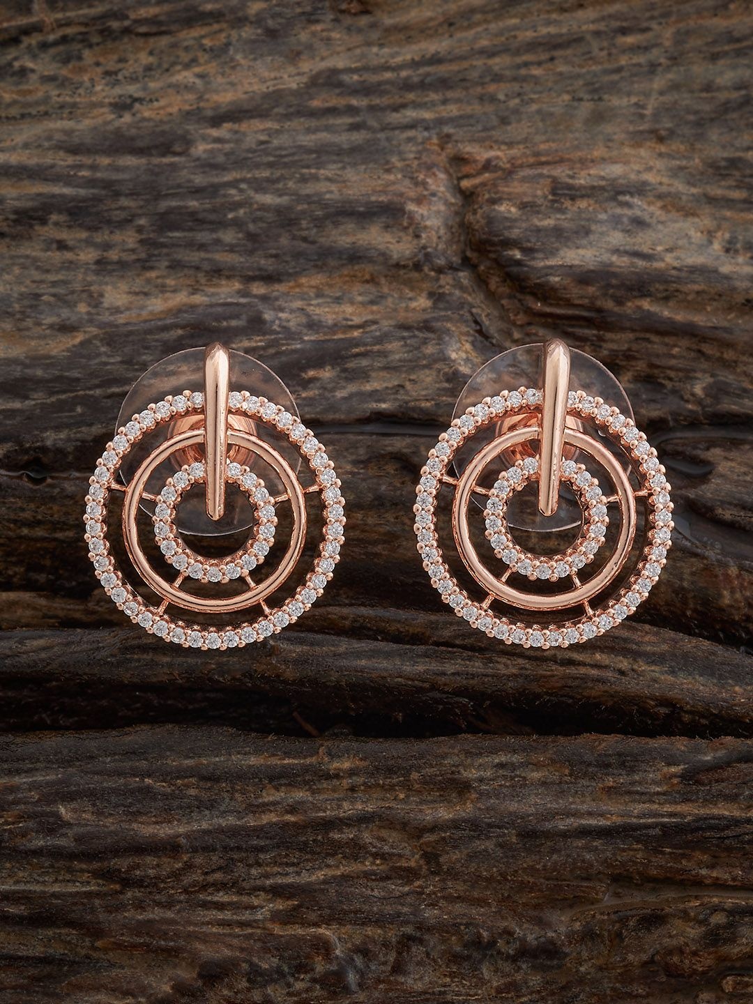 

Kushal's Fashion Jewellery White Rose Gold Plated Party Zircon Studs Earring