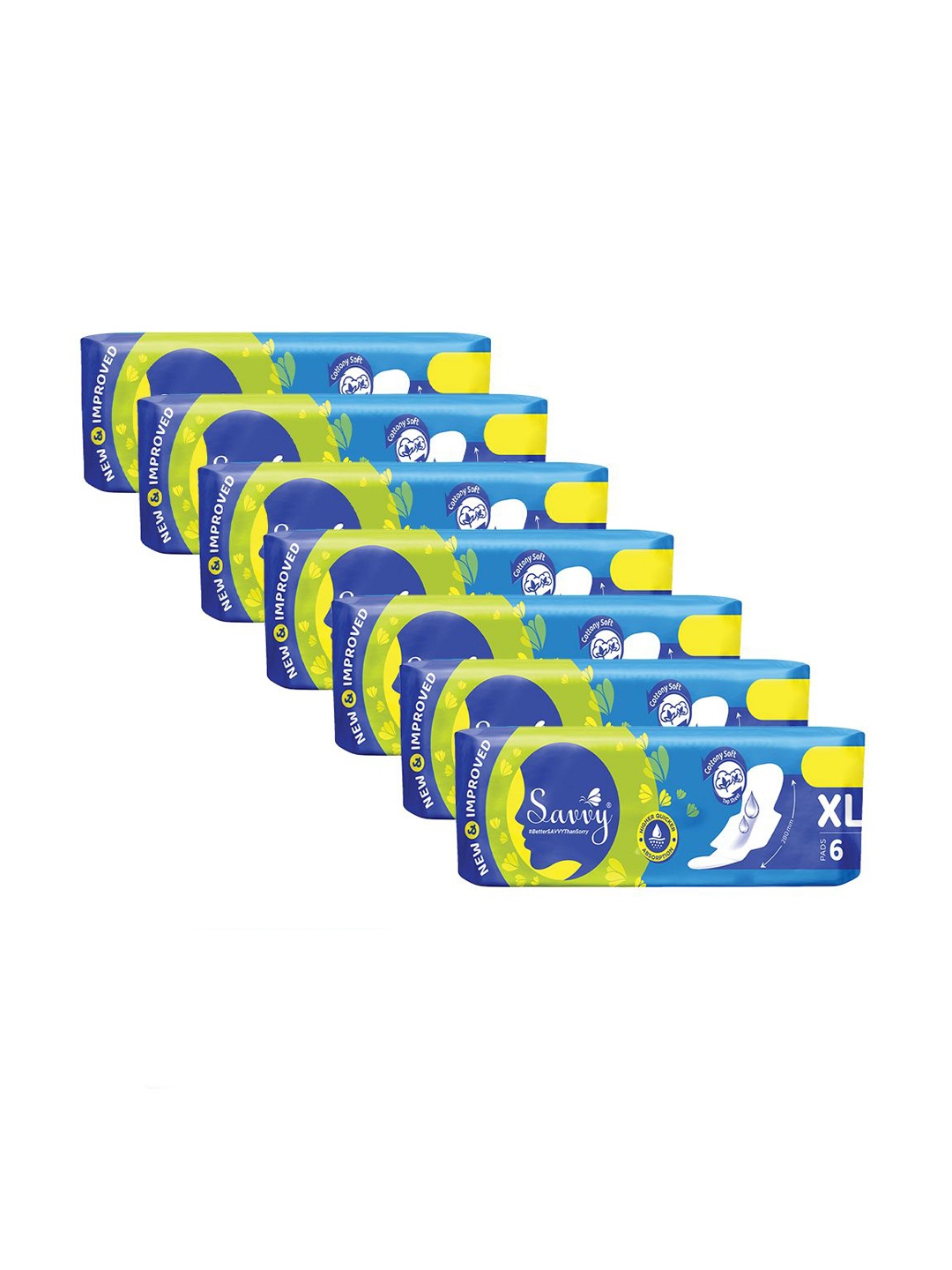 

Savvy Set Of 7 Maxi Cotton Sanitary Pads- 6 Pads Each- XL, White