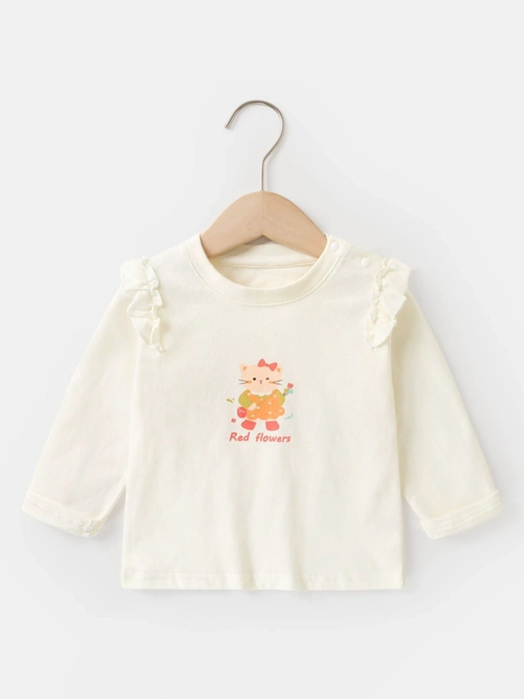 

LULU & SKY Girls Graphic Printed Round Neck Cotton T-shirt, Off white