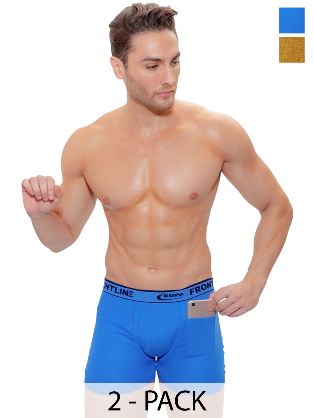 

Rupa Men Pack Of 2 Pure Combed Cotton Trunks, Blue