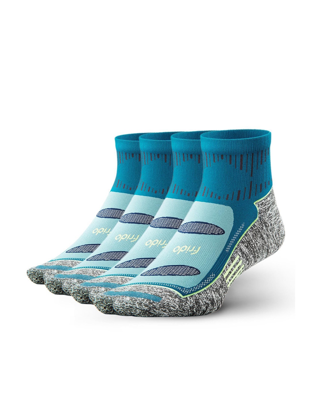 

FRIDO Unisex Pack Of 4 Patterned Pure Cotton Ankle Length Socks, Sea green
