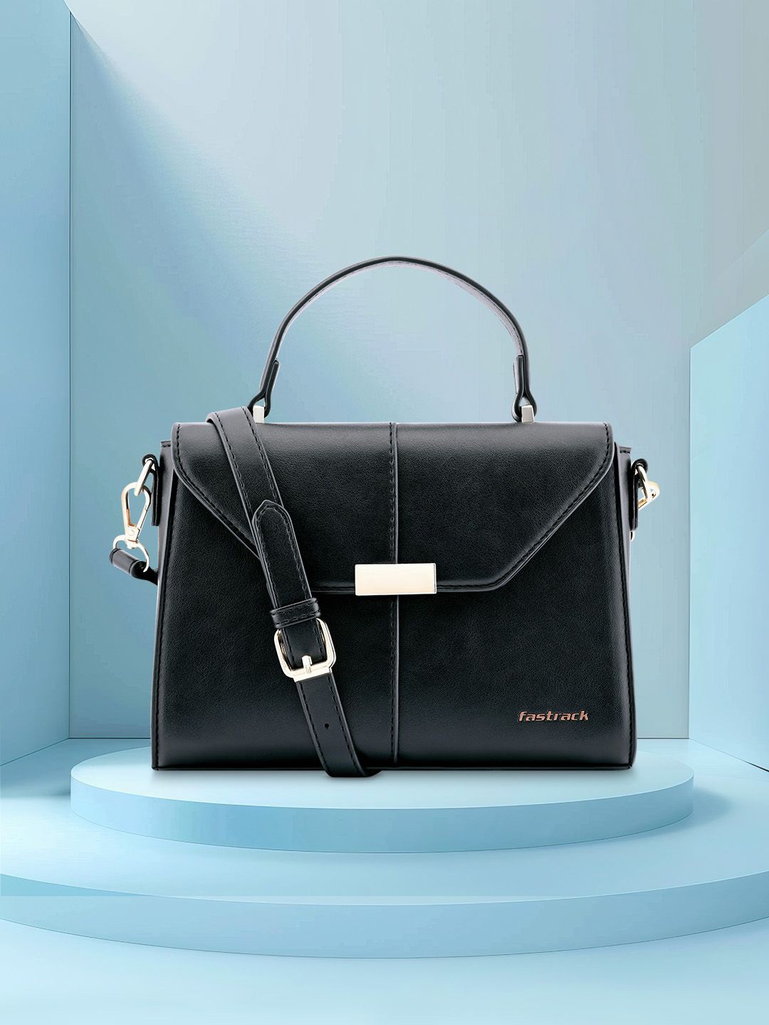 

Fastrack Women Solid Structured Satchel Bag, Black