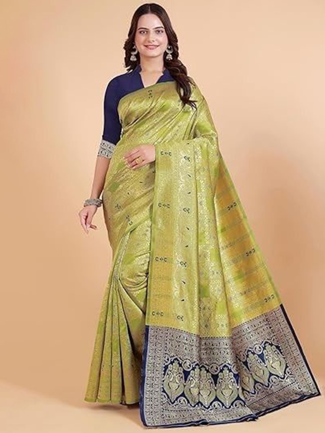 

Suratwala Woven Design Kota Saree With Blouse Piece, Green